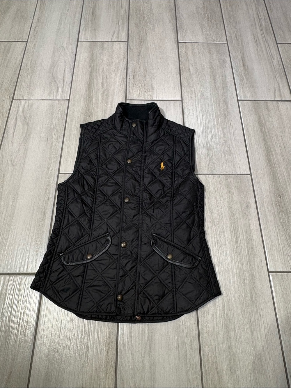 Brand new Polo Ralph Lauren MENS  Quilted Black Vest Full Zip Polyester